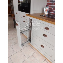 Grande cuisine en bois laquée grise - MEUBLES JAMET