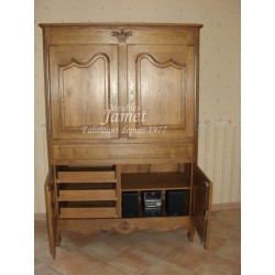 Meuble télévision HIFI sculpté bois lisse - MEUBLES JAMET