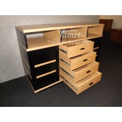 Meuble TV HIFI design noir et boisé - MEUBLES JAMET