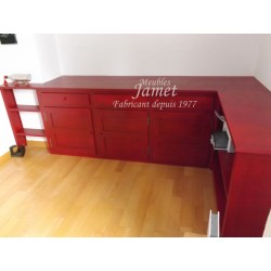 Agencement de bureau en bois rouge - MEUBLES JAMET