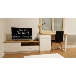 Ensemble bureau meuble télé épuré beige - MEUBLES JAMET