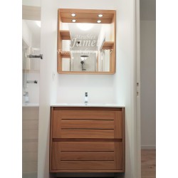 salle de bain contemporaine en chêne clair - MEUBLES JAMET