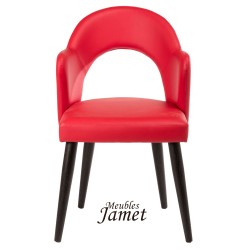 Fauteuil design rouge PAL piètement chêne