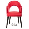 Fauteuil design rouge PAL piètement chêne