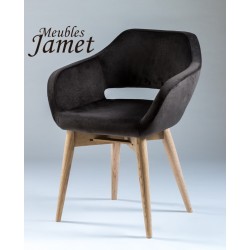 Fauteuil contemporain KOME piètement en chêne