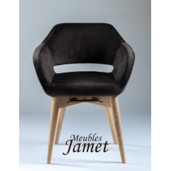 Fauteuil contemporain KOME piètement en chêne