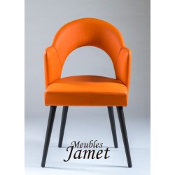 Fauteuil design rouge PAL piètement chêne