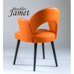Fauteuil design rouge PAL piètement chêne