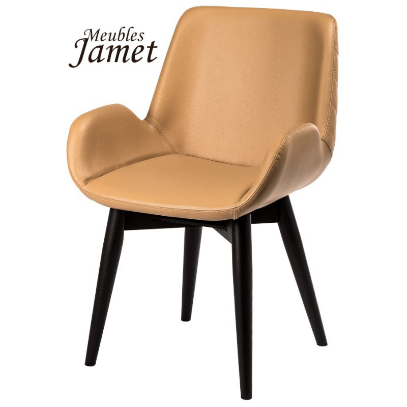 Fauteuil contemporain SAKO simili cuir piètement rond conique