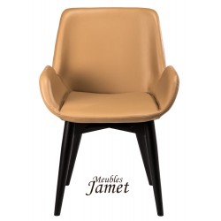 Fauteuil contemporain SAKO simili cuir piètement rond conique