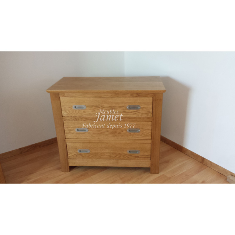 Commode 3 tiroirs en chêne massif