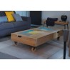 Table basse relevable dessus métal