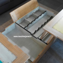 Table basse relevable dessus métal