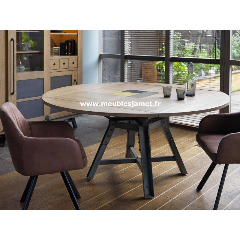 Table carrée style Industriel 4 volets