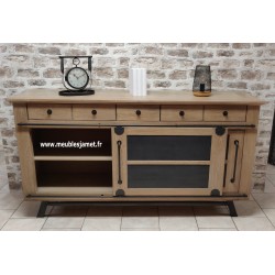 Buffet bas 2 portes coulissantes style Industriel CLAIROIX