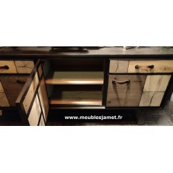 Buffet enfilade 3 portes 2 tiroirs Patchwork de bois
