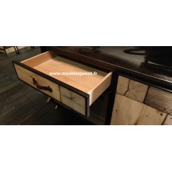Buffet enfilade 3 portes 2 tiroirs Patchwork de bois