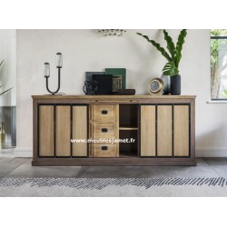 Buffet bas Style Industriel 3 portes coulissantes Réf. A EU33 B