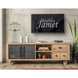 Meuble TV Style Industriel chêne et Métal A 5555 A