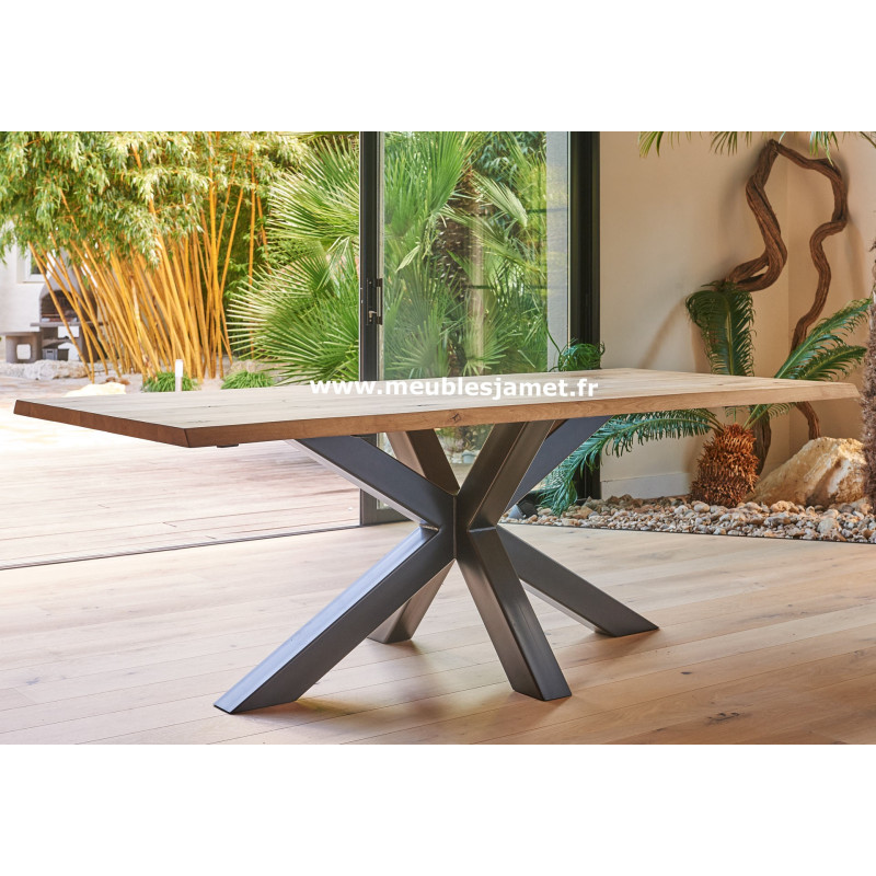 Table Style Industriel plateau chant droit