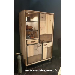 Meuble vitrine Style Industriel Patchwork de chêne
