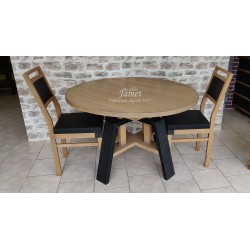 Table ronde Style Atelier en chêne
