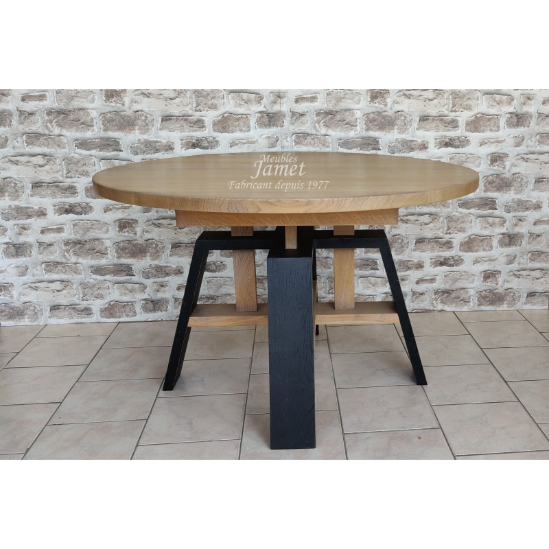Table ronde Style Atelier en chêne