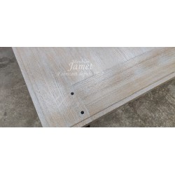 Table Style Industriel en chêne massif avec 2 allonges
