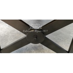 Table Style Industriel en chêne massif avec 2 allonges