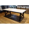 Table Style Industriel en chêne massif avec 2 allonges