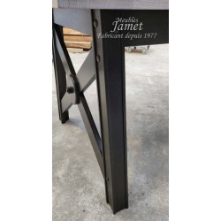 Table Style Industriel en chêne massif avec 2 allonges