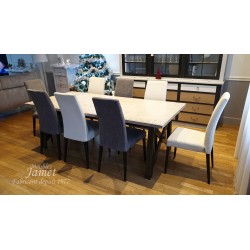 Table Style Industriel en chêne massif avec 2 allonges
