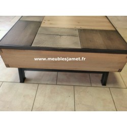 Table basse relevable dessus Patchwork de chêne