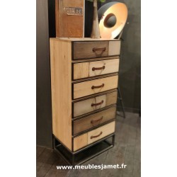 Chiffonnier Style PATCHWORK de chêne Réf. A2947 PC