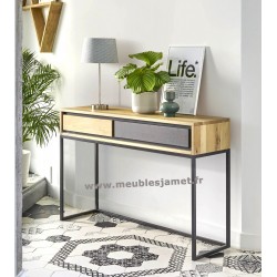 Console  2 tiroirs bois et métal Réf. BKS79 C