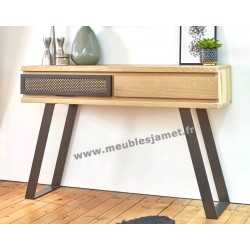 Console 2 tiroirs chêne et métal FUS79 D