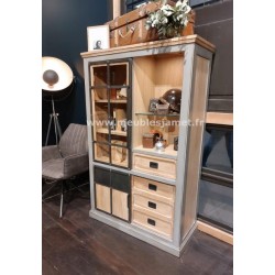 Vitrine Style Industriel Bois et métal A EU24 GRIS