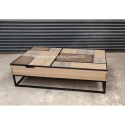 Table basse deux plateaux relevables PATCHWORK Réf. A2994P