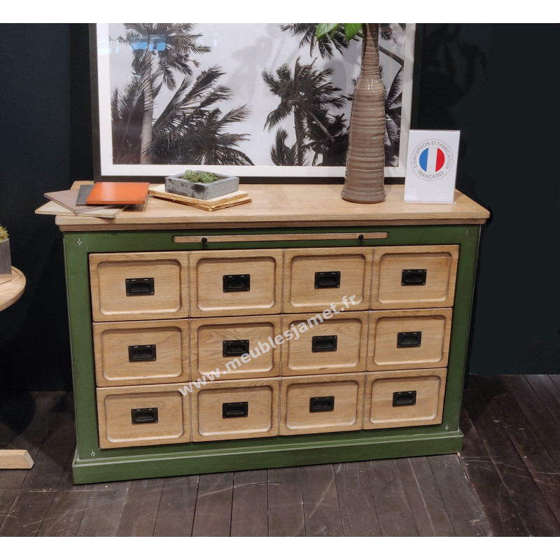 Commode 3 tiroirs Style Industriel Réf. A EU34 VERT