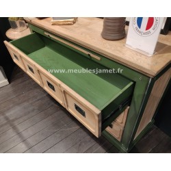 Commode 3 tiroirs Style Industriel A EU34 VERT