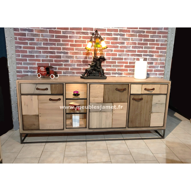 Meuble bas 3 portes + 2 tiroirs Style PATCHWORK 