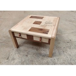 Table basse dessus PATCHWORK Frêne et Noyer NATHALIE