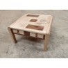 Table basse dessus PATCHWORK Frêne et Noyer NATHALIE