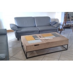 Table basse Deux Plateaux relevables Chêne et Métal COUTERNON