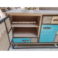 Meuble d'entrée PATCHWORK Bleu Azur LE RELECQ KERHUON