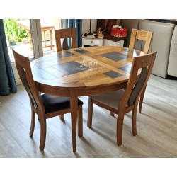 Table Ovale en chêne dessus PATCHWORK Réf. VALFRAMBERT