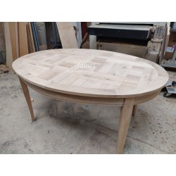 Table Ovale en chêne dessus PATCHWORK Réf. VALFRAMBERT