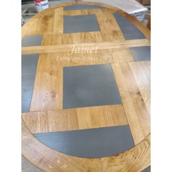 Table Ovale en chêne dessus PATCHWORK Réf. VALFRAMBERT