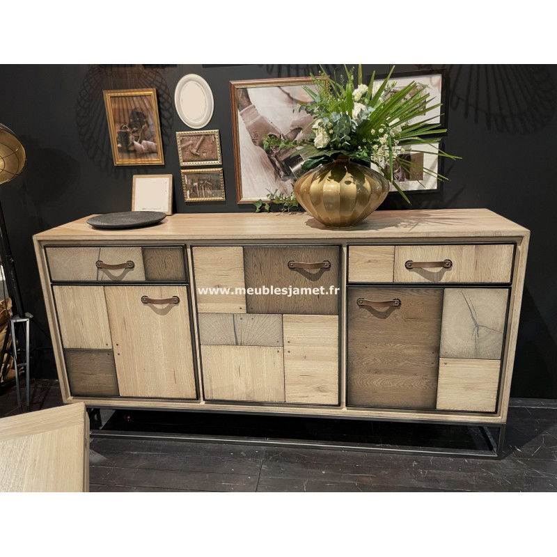Buffet enfilade 3 portes 2 tiroirs style PATCHWORK Réf. A2944P