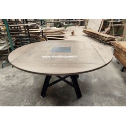 Table carrée à volets Style Industriel Chêne et Métal CHAMBOURG